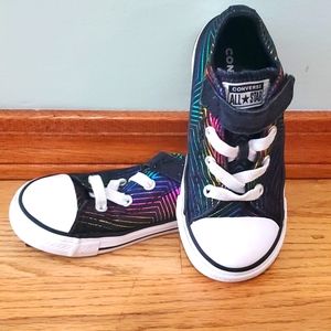 Converse, kids 9, black with rainbow star